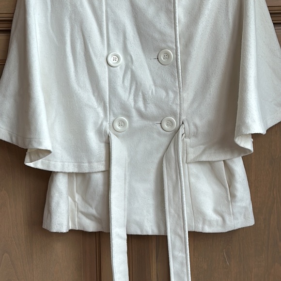 Vintage new Saks Fifth Ave wool cape coat double breasted tie waist capelette - Picture 4 of 7